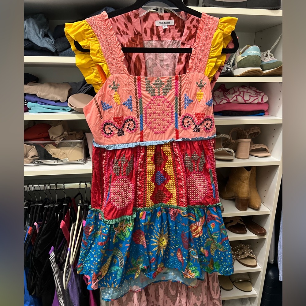 FARM Rio Embroidered Colorblock Dress size small
